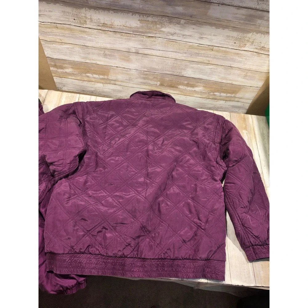 Silk Exchange Purple Quilted Silk Tracksuit Set Jacket Small Pants Medium